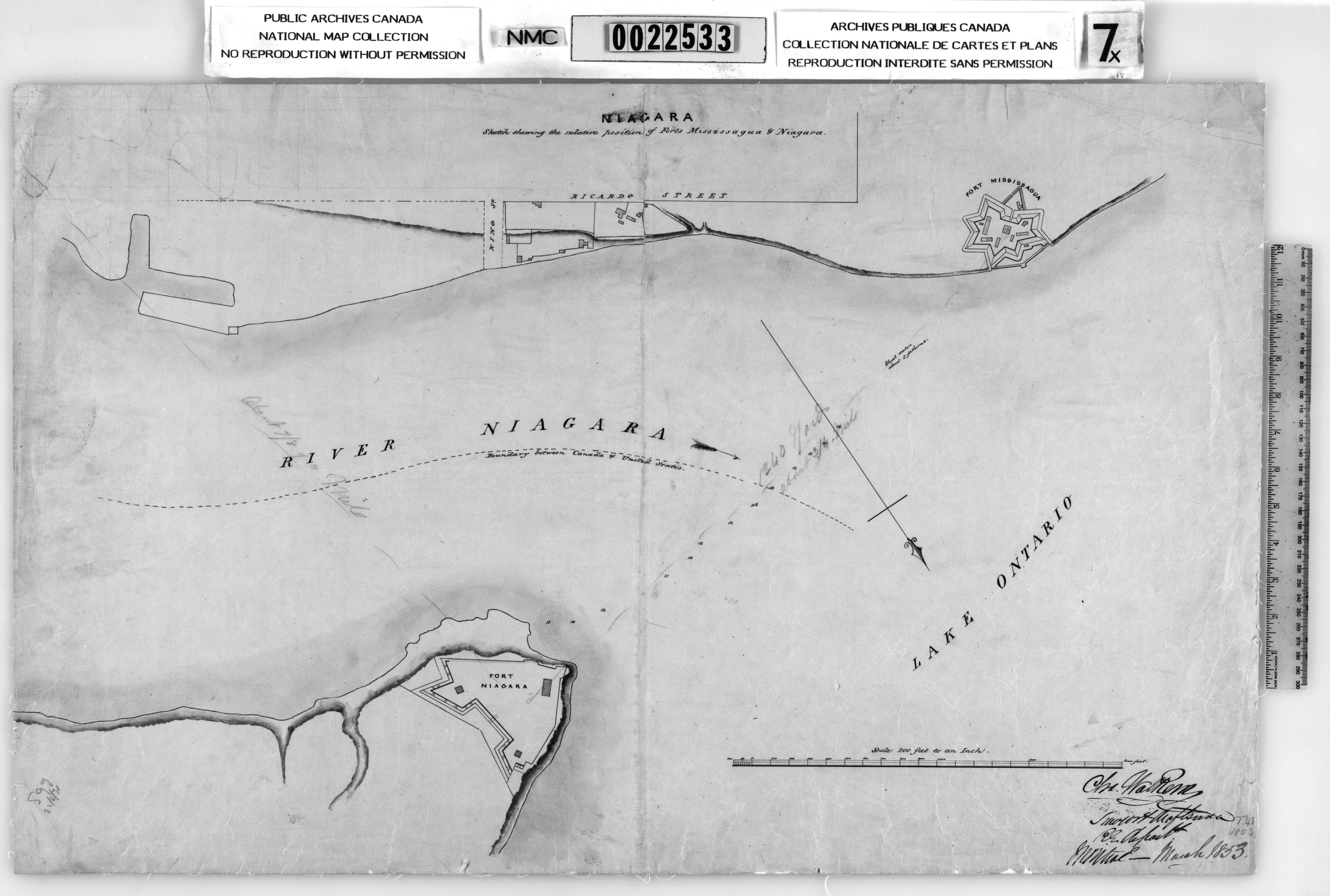 Historic map of the Niagara River at Lake Ontario